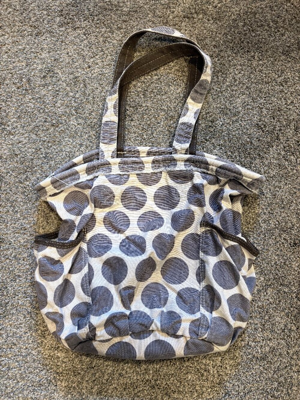 Thirty-One Retro Metro Canvas Polka Dot Tote Bag – Grey & White